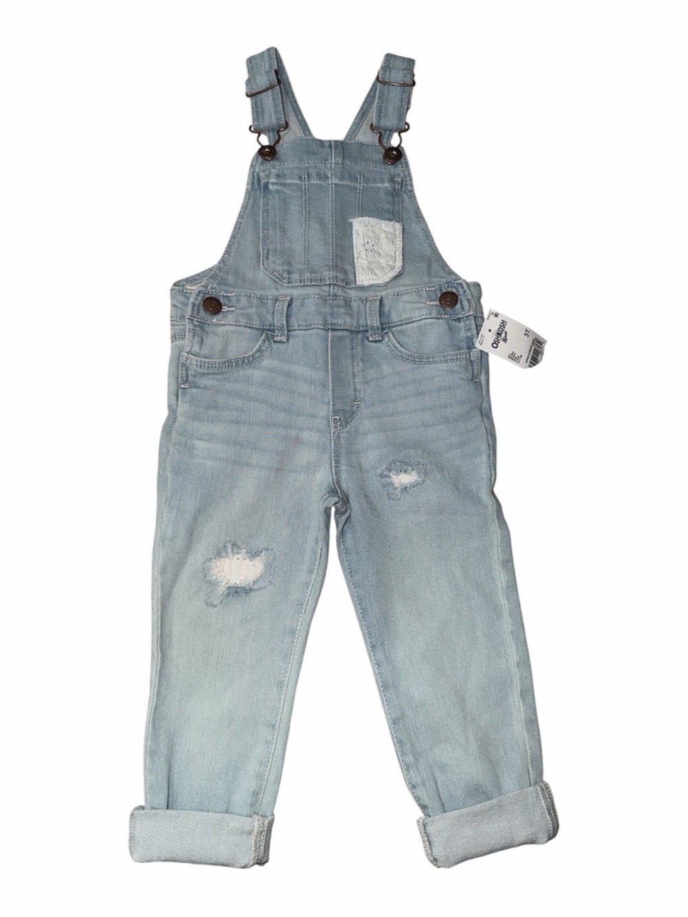 OshKosh B’Gosh Light Wash Denim Overalls  Distressed
